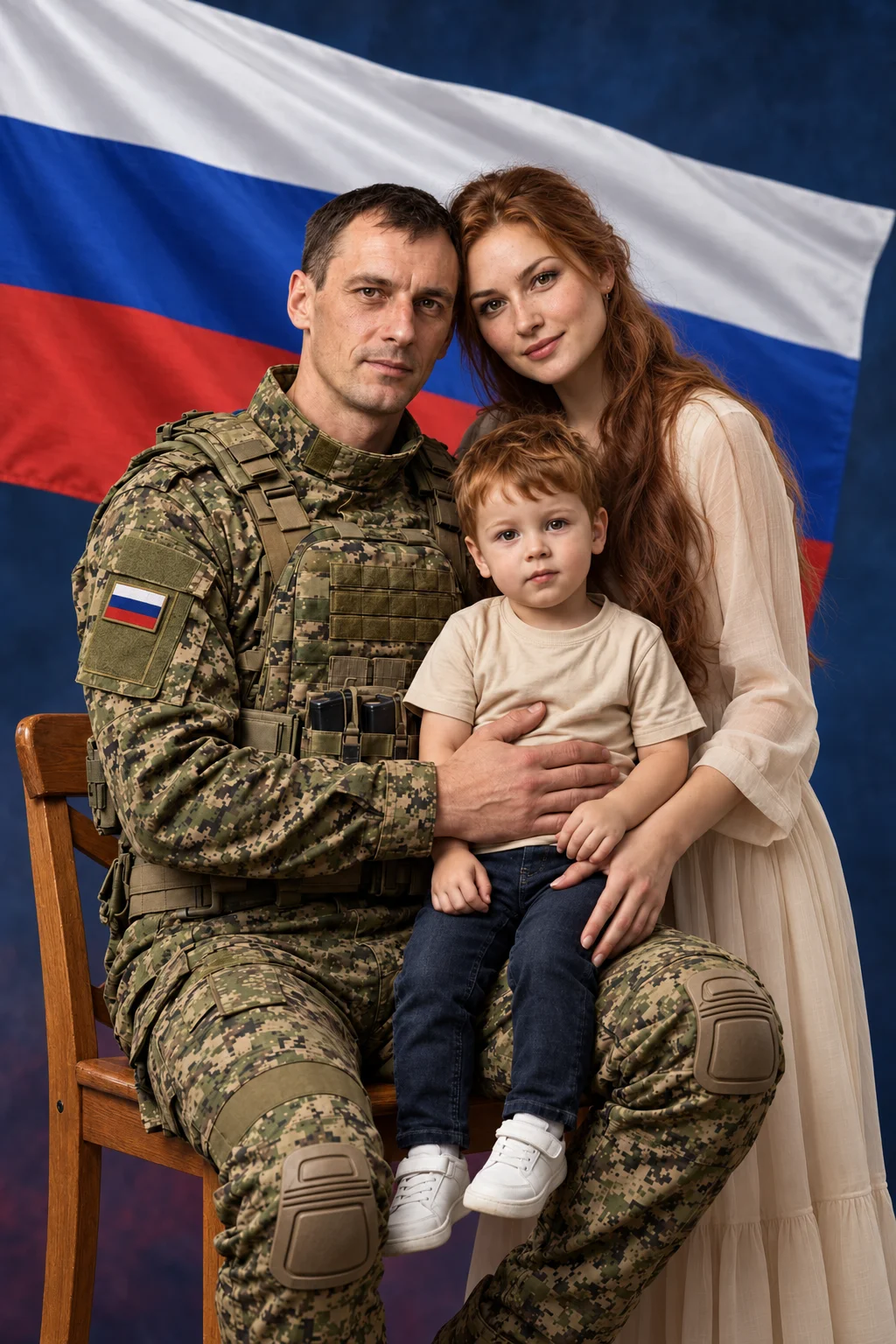 Готовый военный семейный портрет
